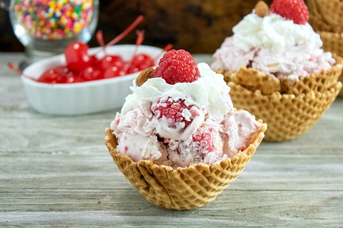 Easy Raspberry Almond No-Churn Ice Cream Recipe (No Machine Needed!)
