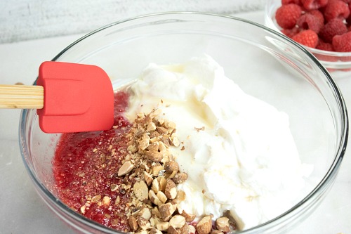 Easy Raspberry Almond No-Churn Ice Cream Recipe (No Machine Needed!)