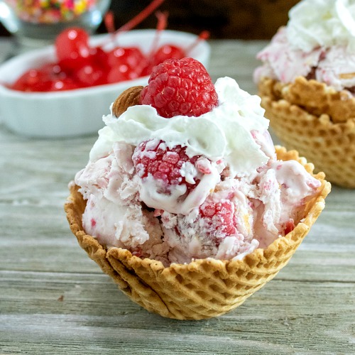 Easy Raspberry Almond No-Churn Ice Cream Recipe (No Machine Needed!)
