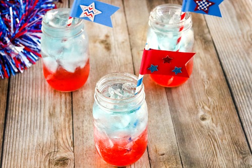 Easy Red, White & Blue Layered Drink Recipe + DIY Straw Flags