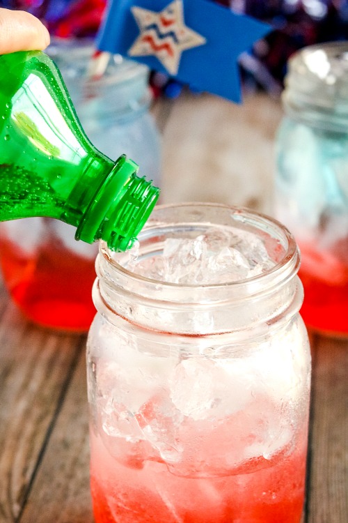 Easy Red, White & Blue Layered Drink Recipe + DIY Straw Flags