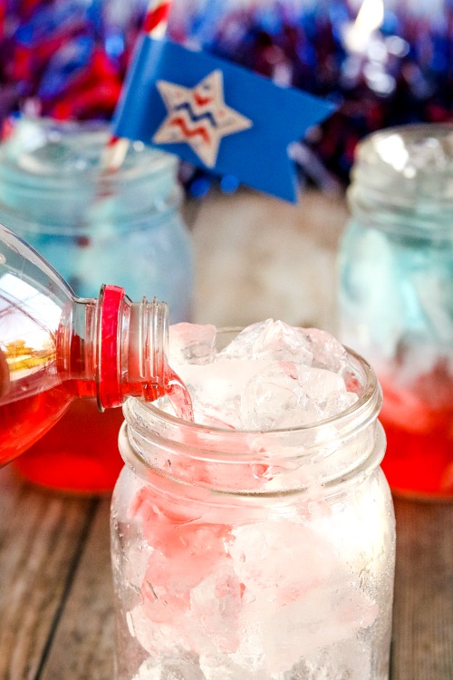 Easy Red, White & Blue Layered Drink Recipe + DIY Straw Flags
