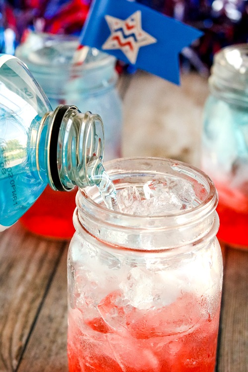 Easy Red, White & Blue Layered Drink Recipe + DIY Straw Flags