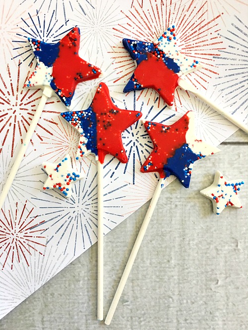 Patriotic Chocolate Star Pops: Easy Red, White & Blue Dessert for Memorial Day & 4th of July