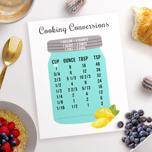 Free Kitchen Cooking Conversions Chart - Printable PDF