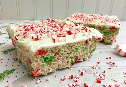 Quick & Easy Peppermint Rice Krispie Bars - No Bake Holiday Treat