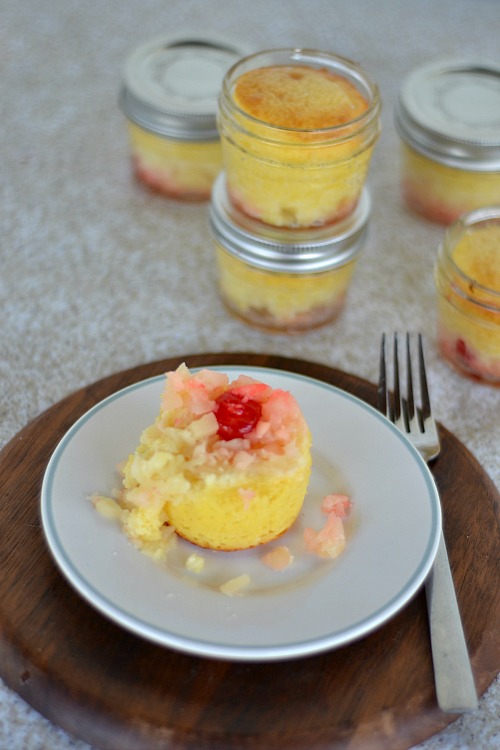Healthy & Portion-Controlled Mason Jar Pineapple Upside-Down Cakes