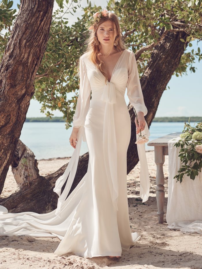 Elegant Beach Wedding Dresses: Chiffon Gowns for Seaside Celebrations