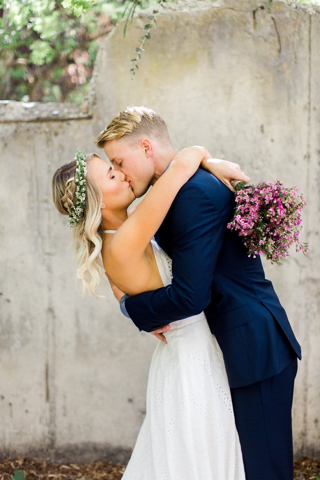 Bohemian Eyelet Lace Wedding Dress for Outdoor Weddings | Utah