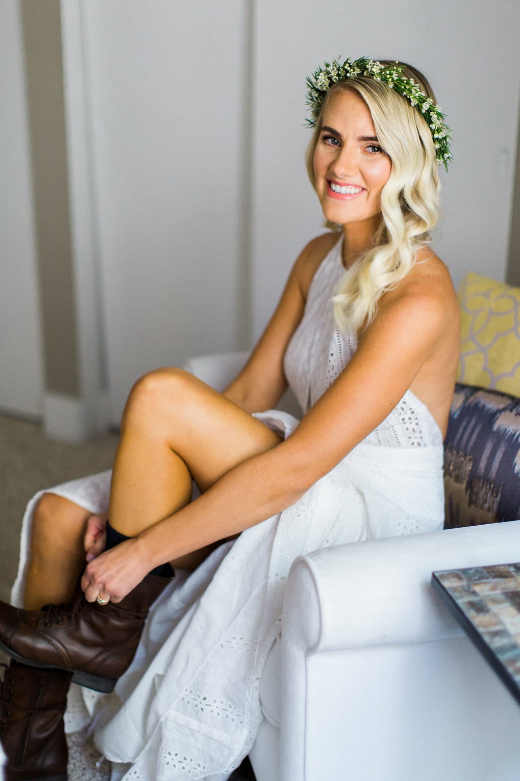 Bohemian Eyelet Lace Wedding Dress for Outdoor Weddings | Utah