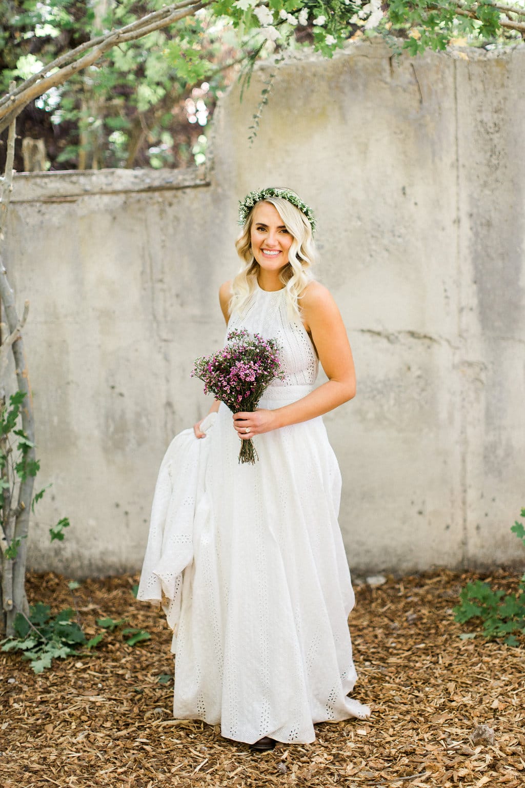Bohemian Eyelet Lace Wedding Dress for Outdoor Weddings | Utah