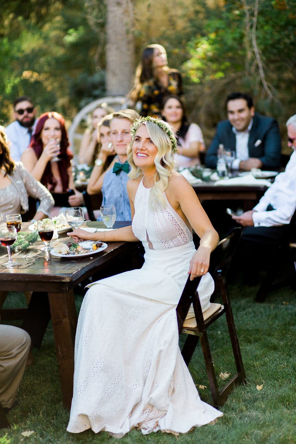Bohemian Eyelet Lace Wedding Dress for Outdoor Weddings | Utah
