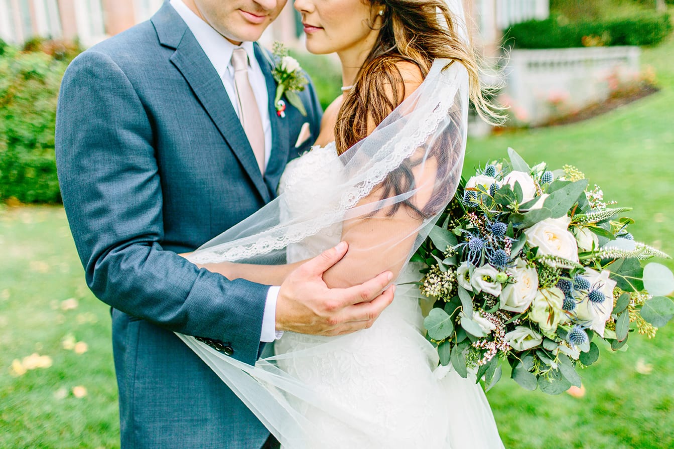 Chic Brunch Wedding Inspiration: Soft Lace Gown & Wedding Pup