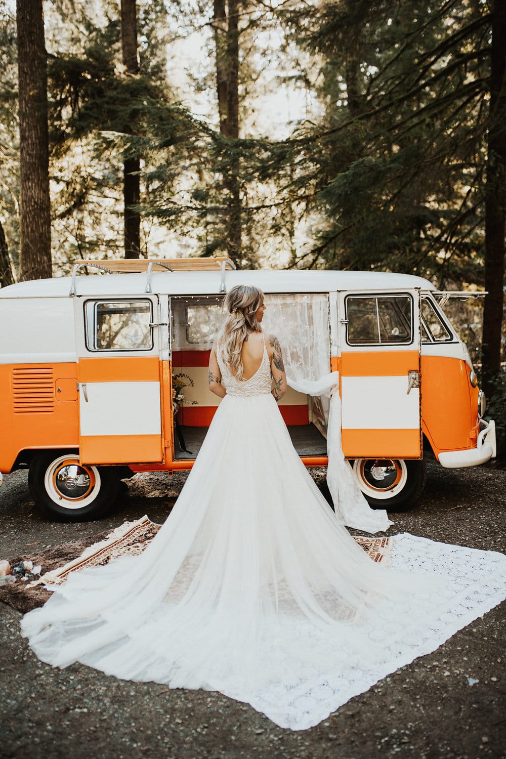 Romantic Forest Elopement: Rock  n  Roll Wedding Shoot