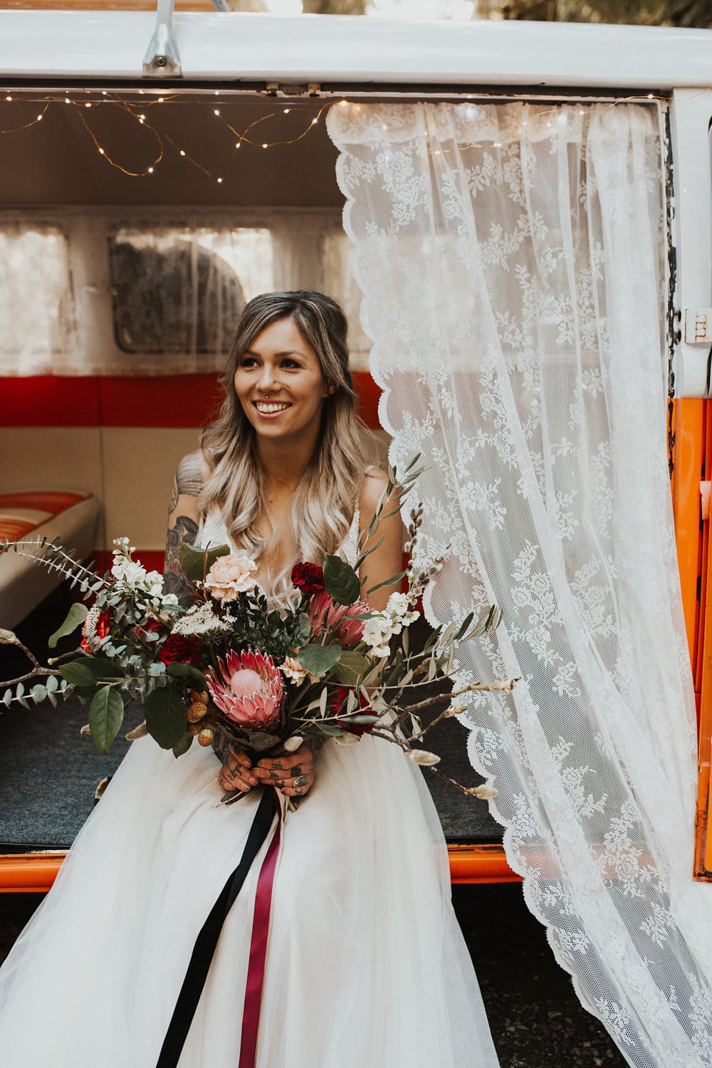 Romantic Forest Elopement: Rock  n  Roll Wedding Shoot