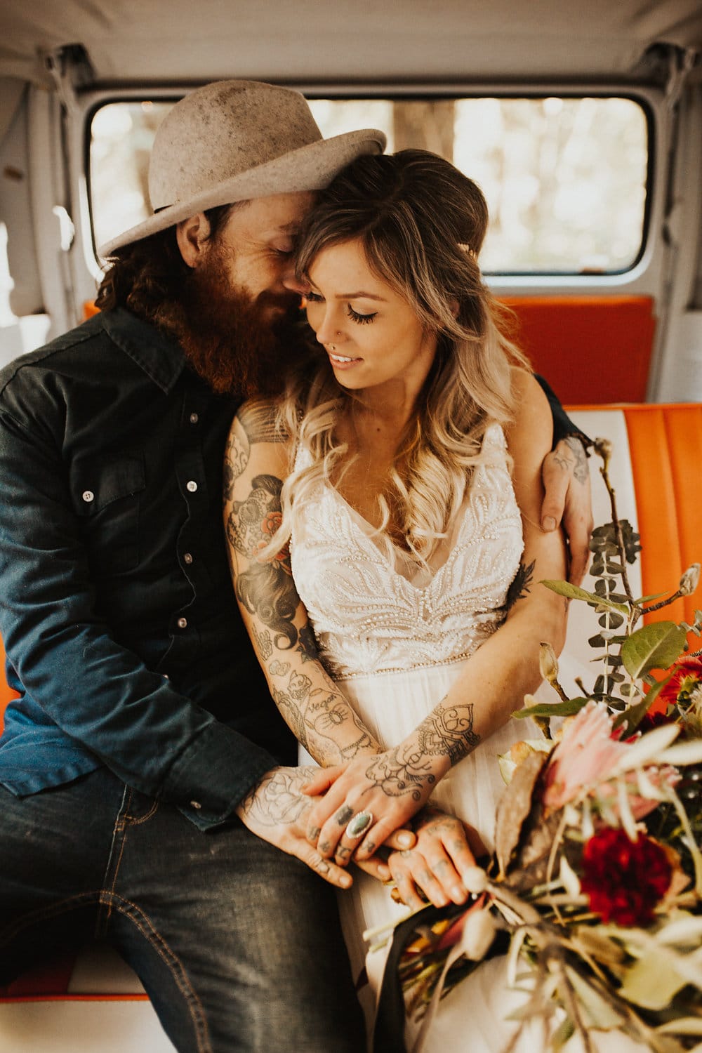 Romantic Forest Elopement: Rock  n  Roll Wedding Shoot
