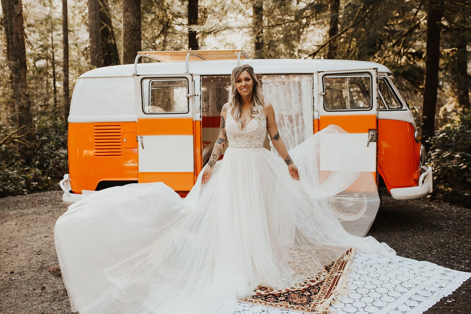 Romantic Forest Elopement: Rock  n  Roll Wedding Shoot
