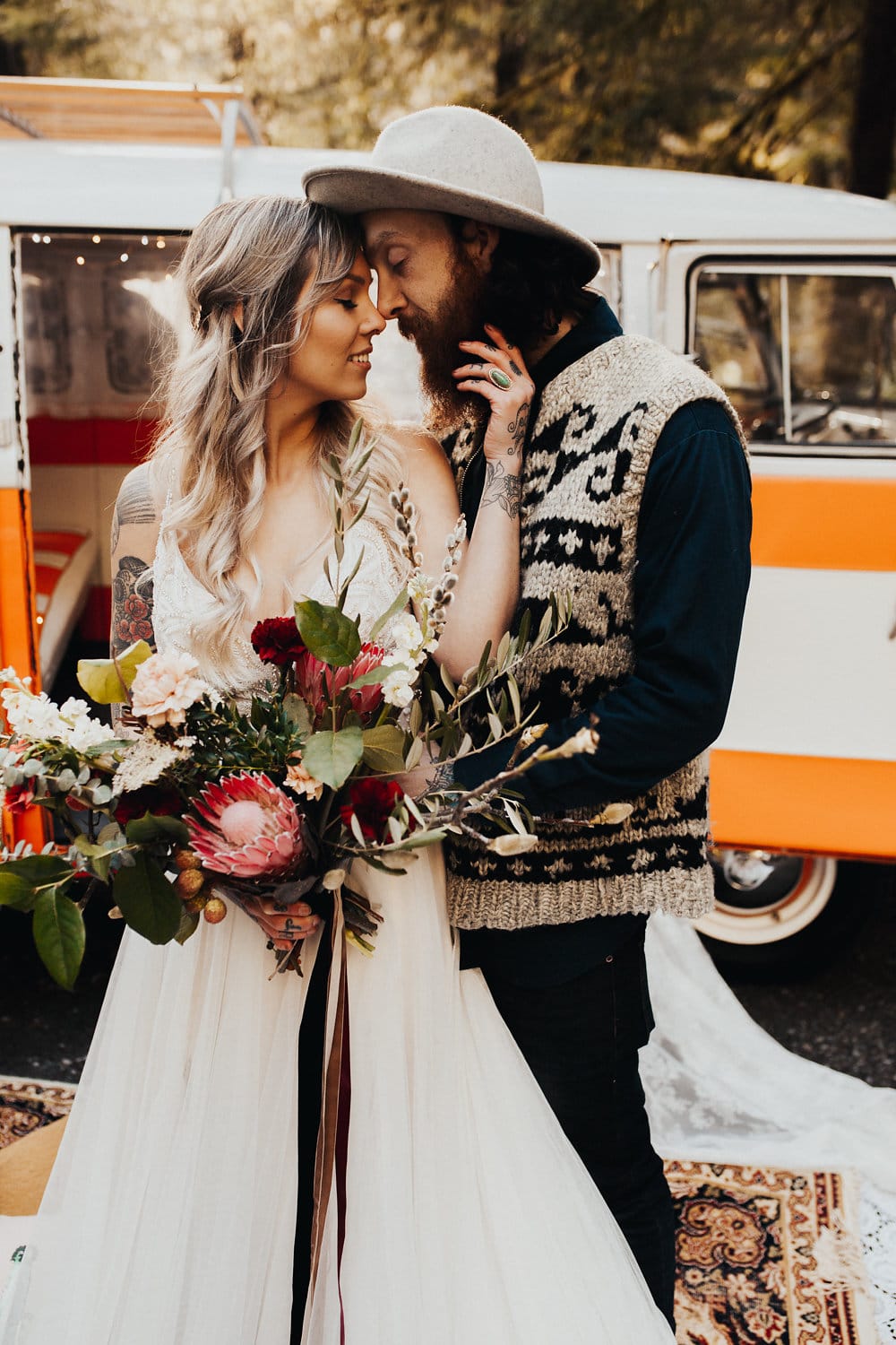 Romantic Forest Elopement: Rock n Roll Wedding Shoot