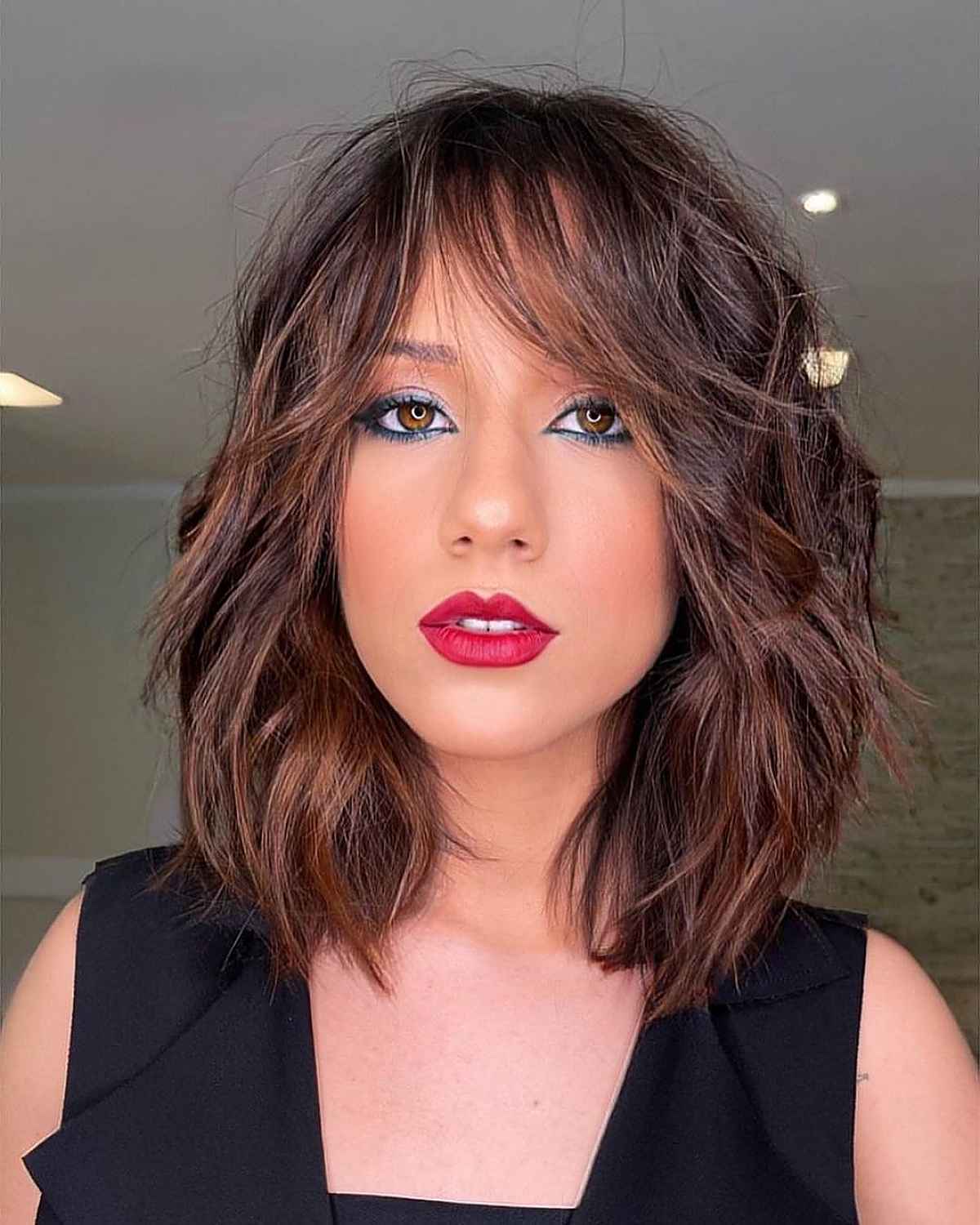 Shoulder-Length Layered Hair with Bangs: 48 Stylish Ideas