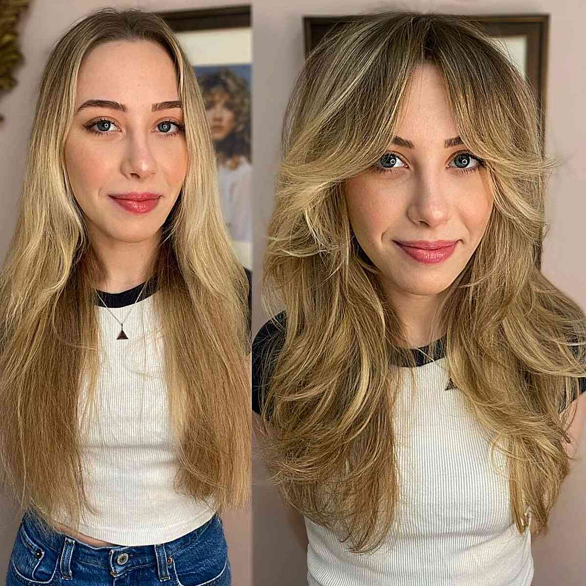 Long Shag with Curtain Bangs: Modern Style & Low Maintenance