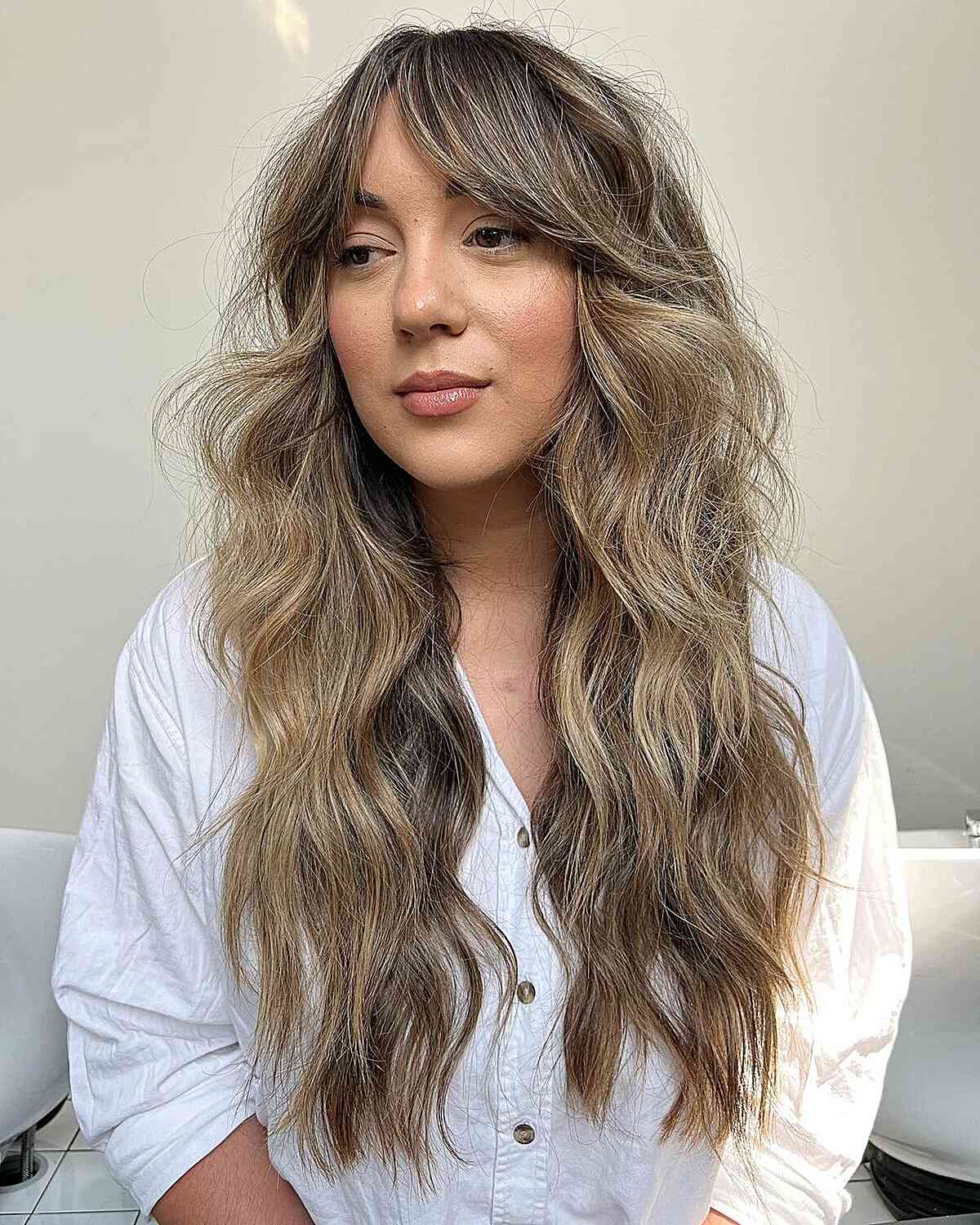 Long Shag with Curtain Bangs: Modern Style & Low Maintenance