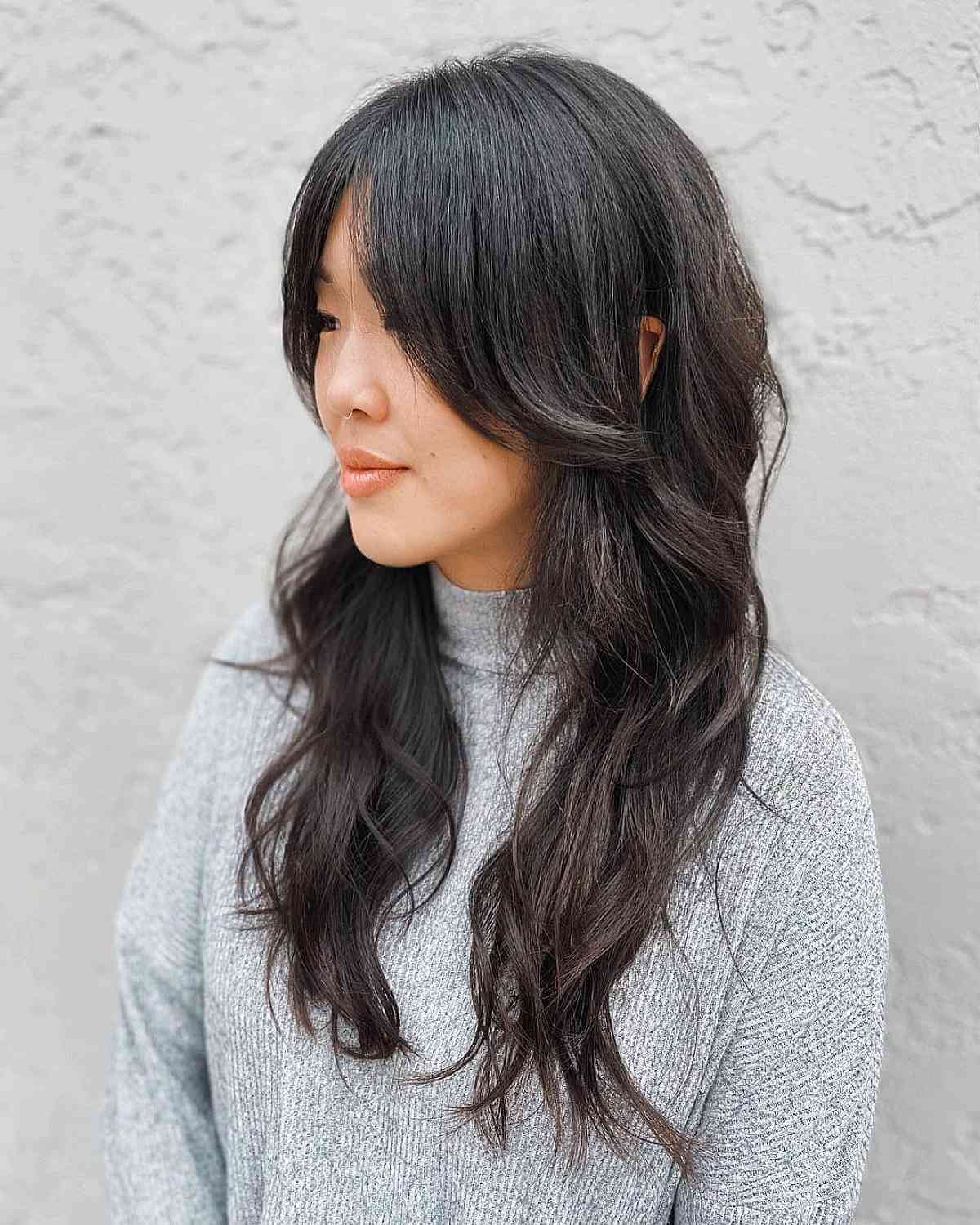 Long Shag with Curtain Bangs: Modern Style & Low Maintenance