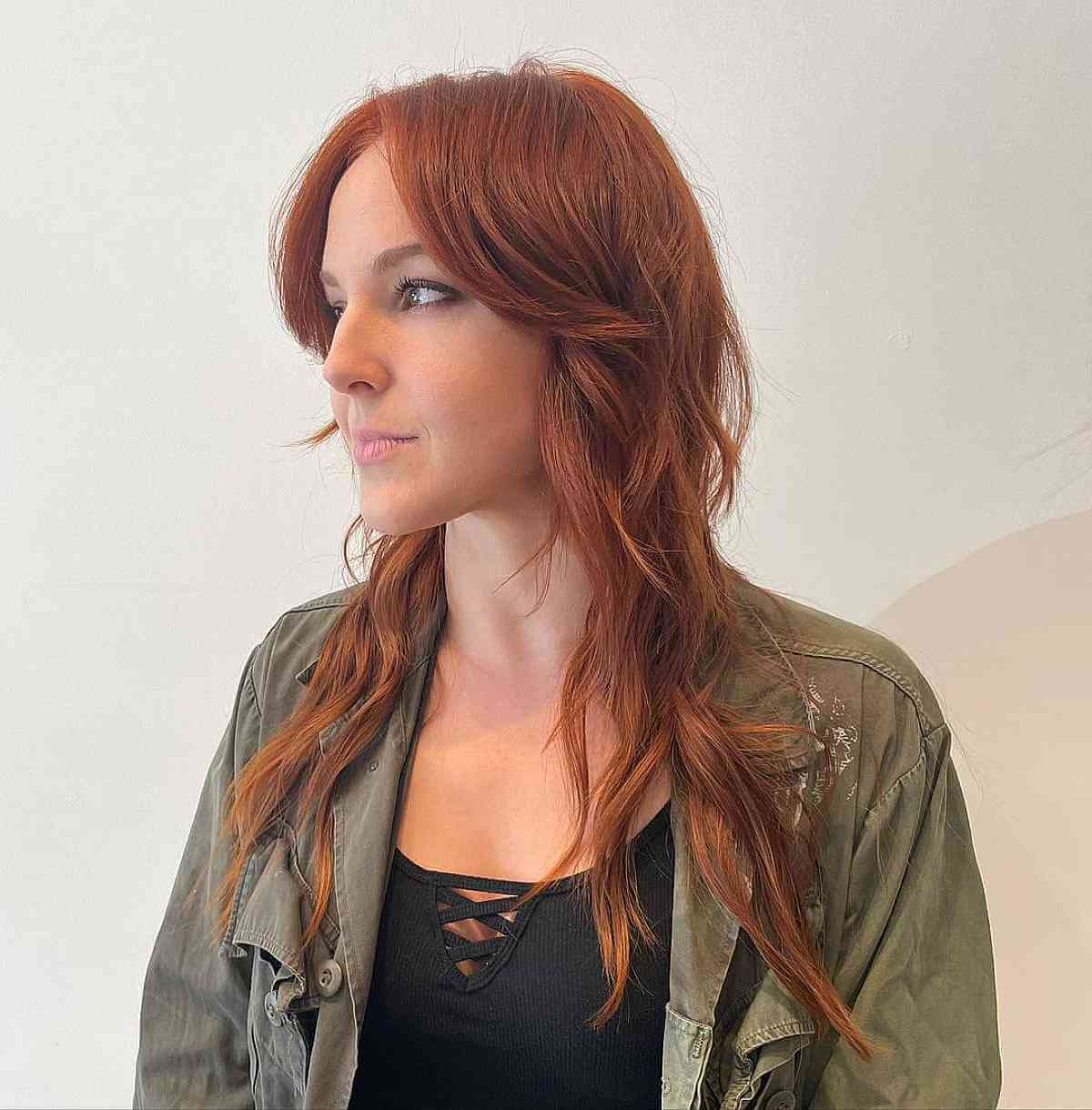 Long Shag with Curtain Bangs: Modern Style & Low Maintenance