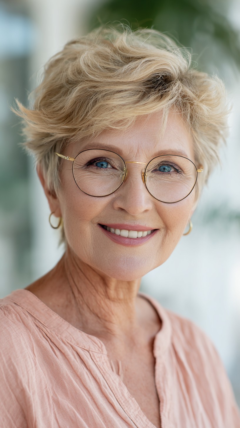 Cortes elegantes de Pixie para mulheres com mais de 70 anos com óculos | Tendências para 2026 