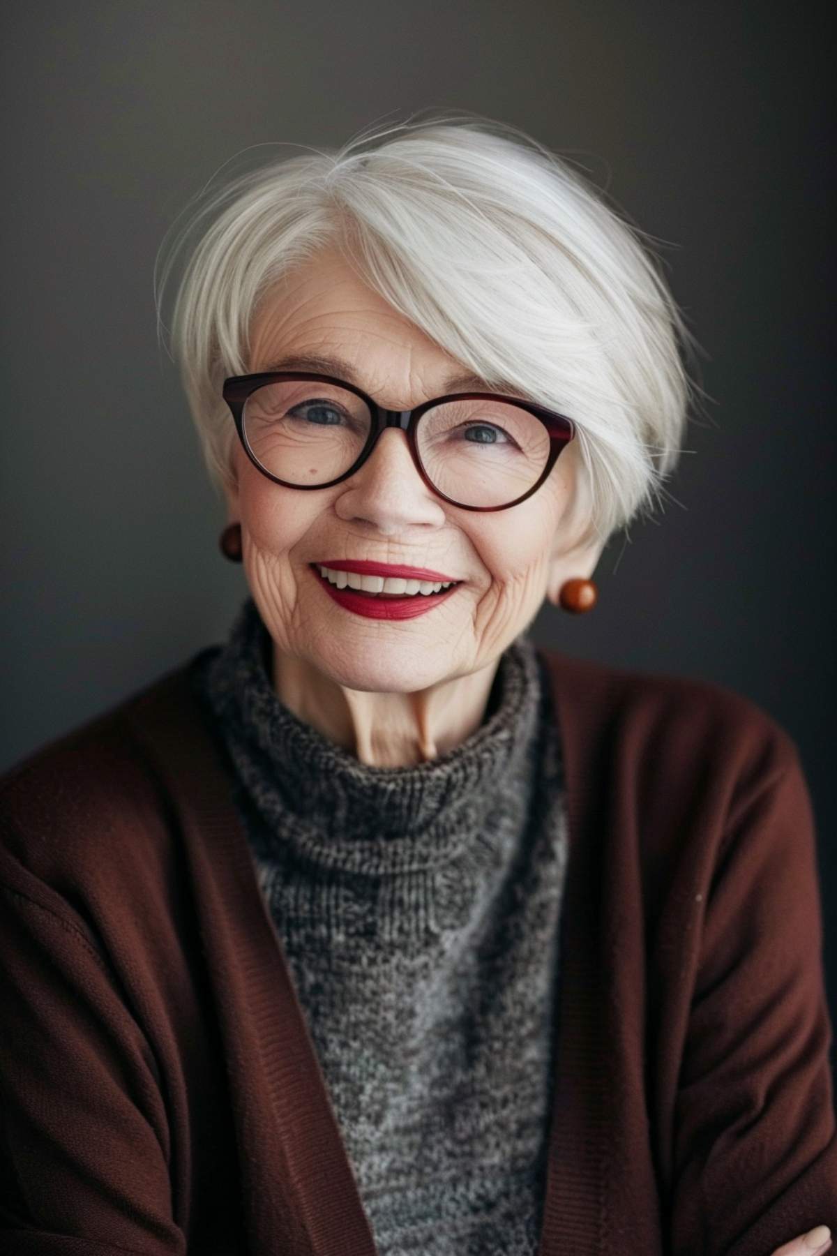 Cortes elegantes de Pixie para mulheres com mais de 70 anos com óculos | Tendências para 2026 