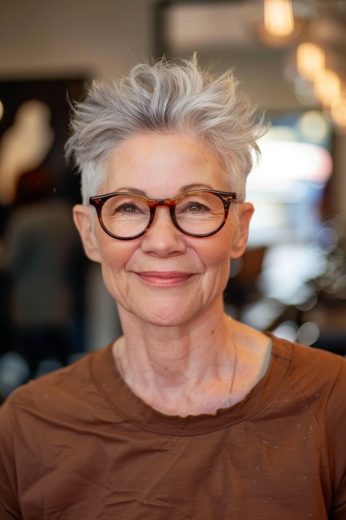 Cortes elegantes de Pixie para mulheres com mais de 70 anos com óculos | Tendências para 2026 