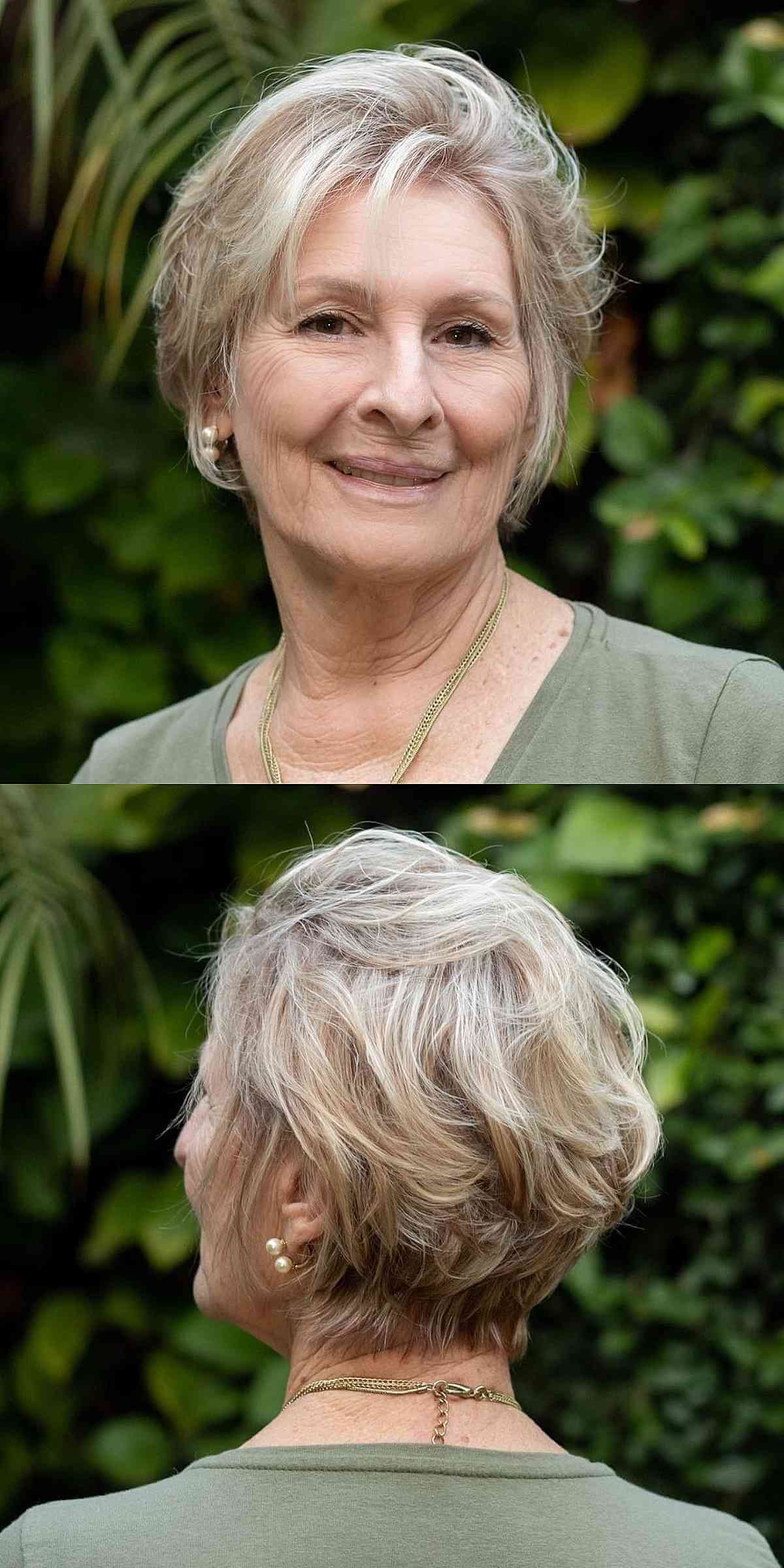 Lange Pixie-snitten voor vrouwen boven de 70:stijl en volume