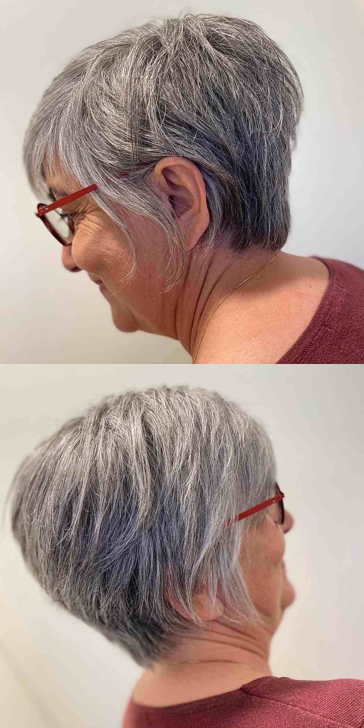 Lange Pixie-snitten voor vrouwen boven de 70:stijl en volume