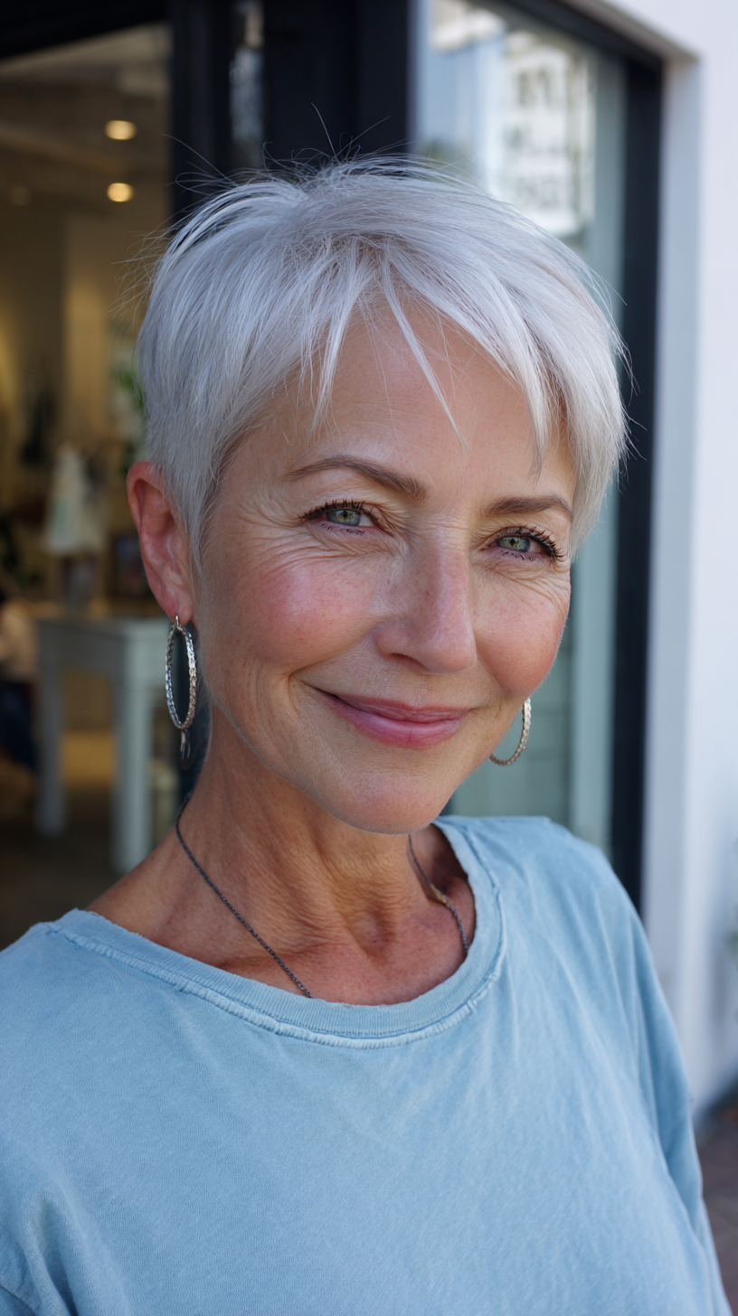 Volume et style :50 coupes Pixie pour les femmes de plus de 60 ans aux cheveux fins