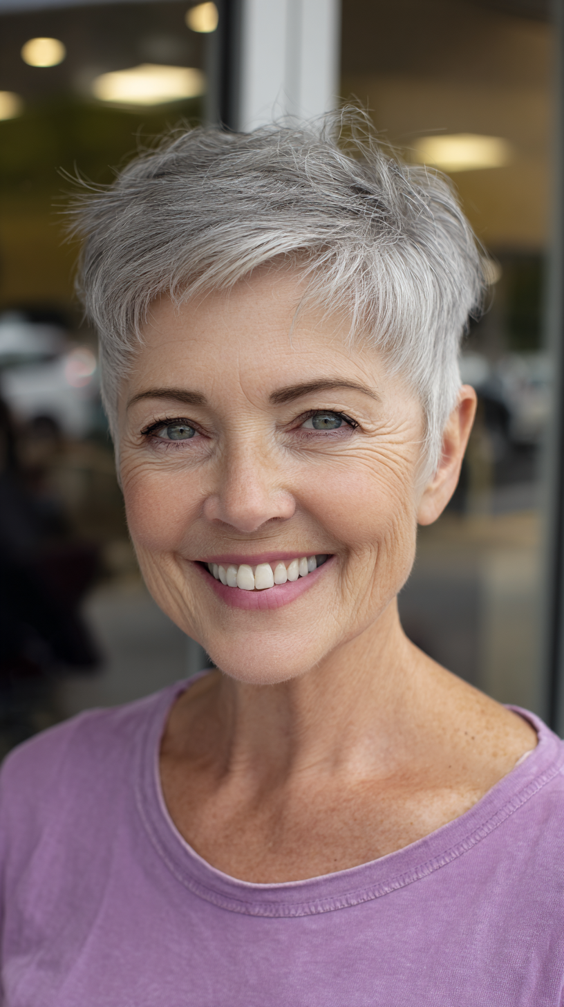 Volume et style :50 coupes Pixie pour les femmes de plus de 60 ans aux cheveux fins