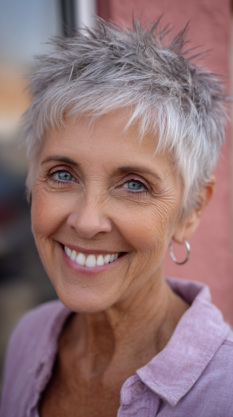 Volume et style :50 coupes Pixie pour les femmes de plus de 60 ans aux cheveux fins
