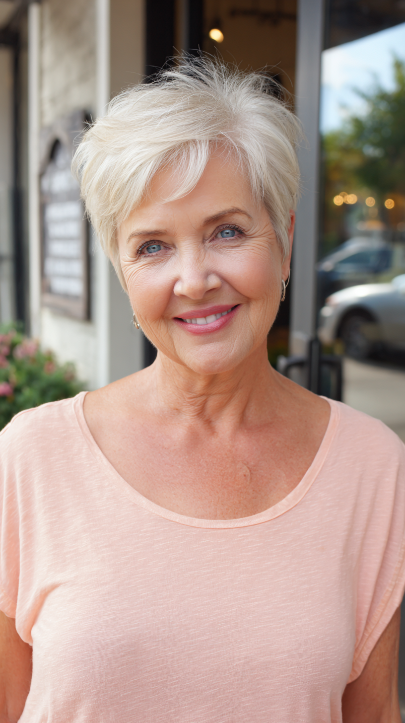 Volume et style :50 coupes Pixie pour les femmes de plus de 60 ans aux cheveux fins