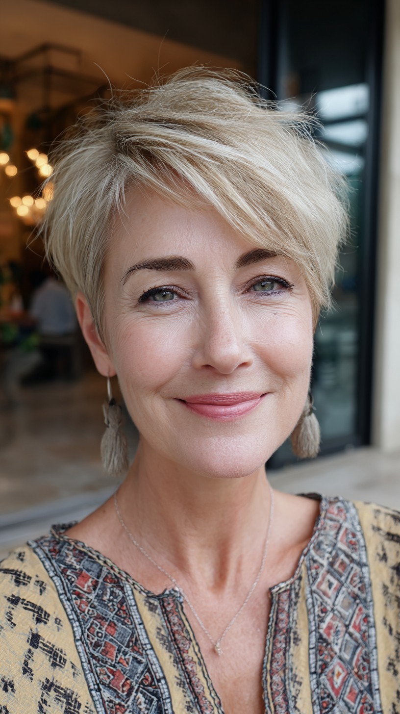 Tagli pixie lunghi per le donne over 50:acconciature eleganti e facili per il 2026