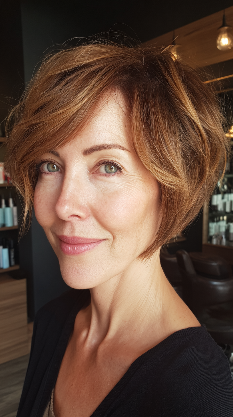 Coupes de cheveux Pixie Bob pour les femmes de plus de 50 ans :styles et volume 