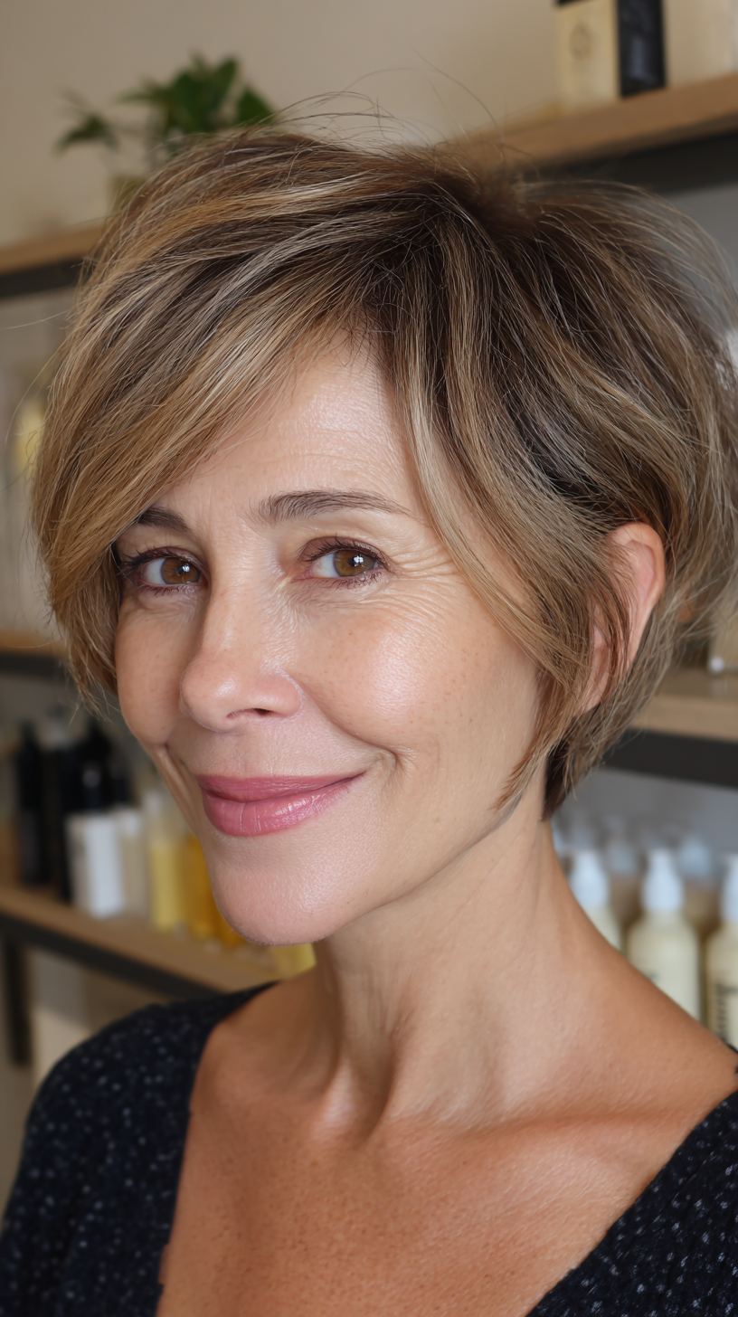 Coupes de cheveux Pixie Bob pour les femmes de plus de 50 ans :styles et volume 