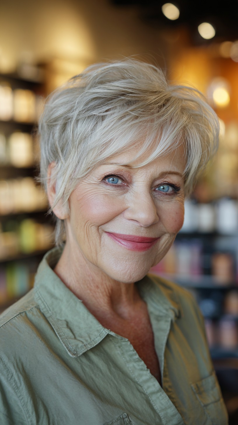 Coupes longues Pixie pour les femmes de plus de 60 ans :idées élégantes et flatteuses pour l âge