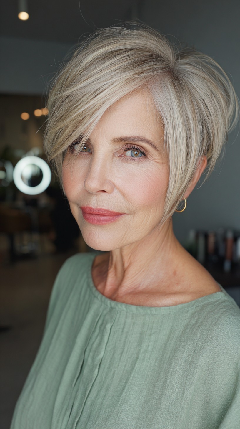Coupes longues Pixie pour les femmes de plus de 60 ans :idées élégantes et flatteuses pour l âge