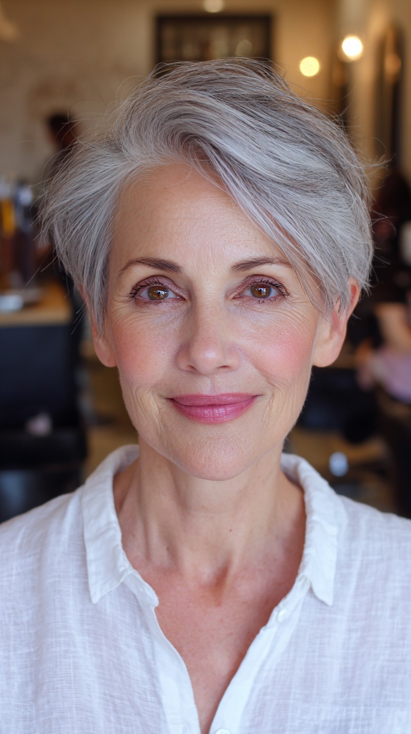 Coupes longues Pixie pour les femmes de plus de 60 ans :idées élégantes et flatteuses pour l âge