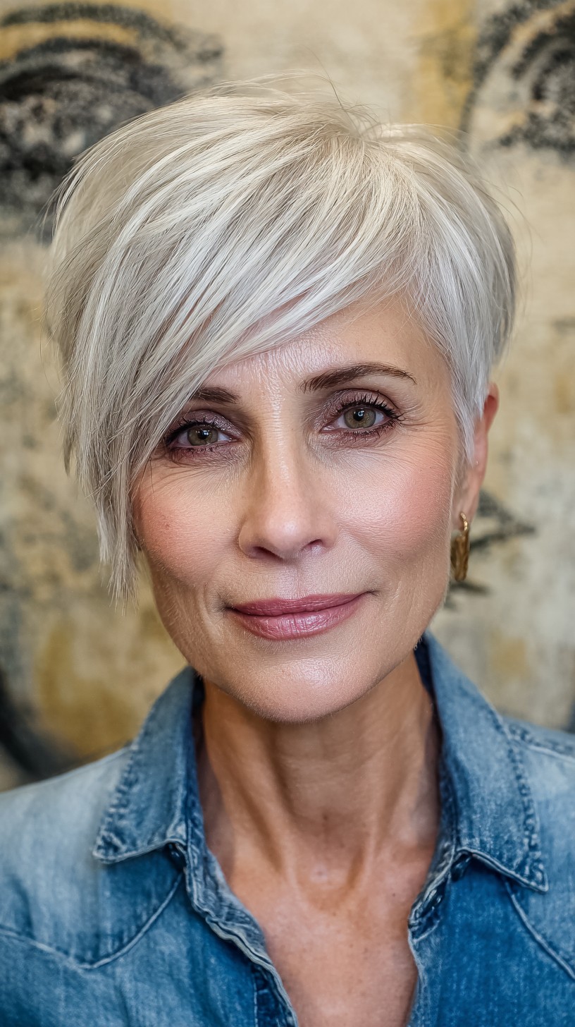 Coupes longues Pixie pour les femmes de plus de 60 ans :idées élégantes et flatteuses pour l âge