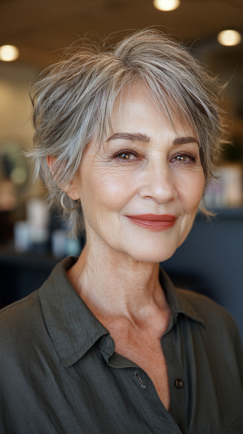 Coupes longues Pixie pour les femmes de plus de 60 ans :idées élégantes et flatteuses pour l âge