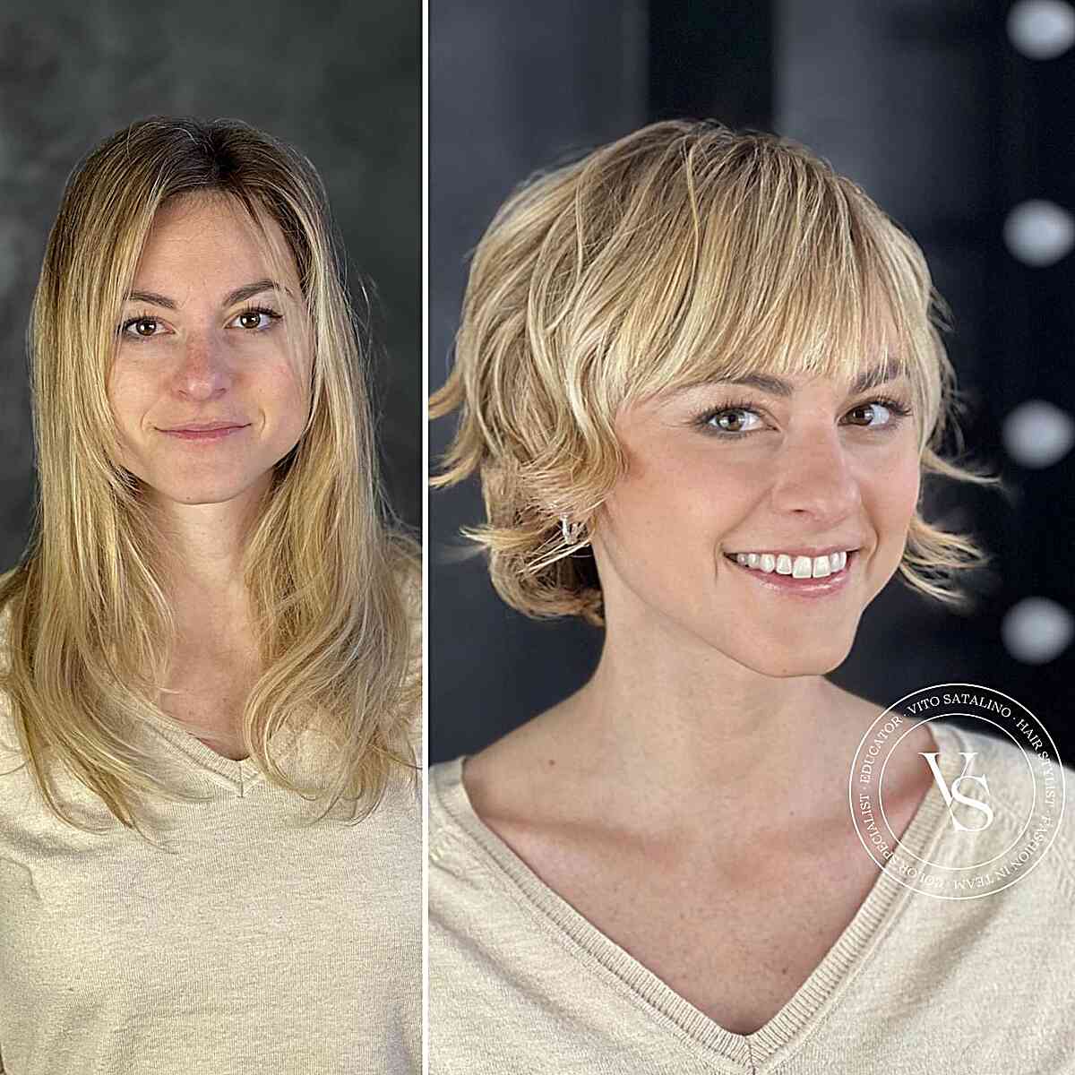 Coupes de cheveux courtes à poils longs avec frange :styles et conseils nécessitant peu d entretien