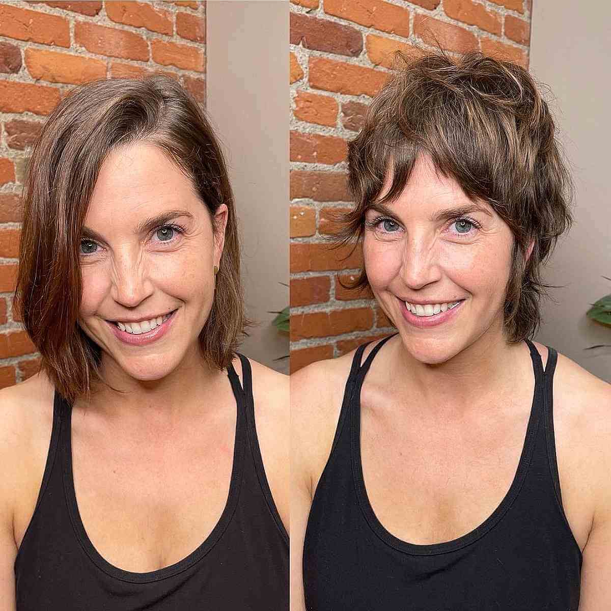 Coupes de cheveux courtes à poils longs avec frange :styles et conseils nécessitant peu d entretien