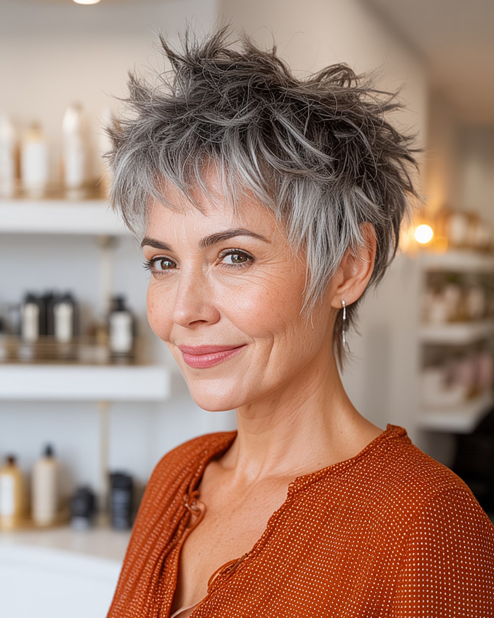 Cortes de cabelo curtos e espetados da moda para mulheres com mais de 50 anos | Estilos 2026 