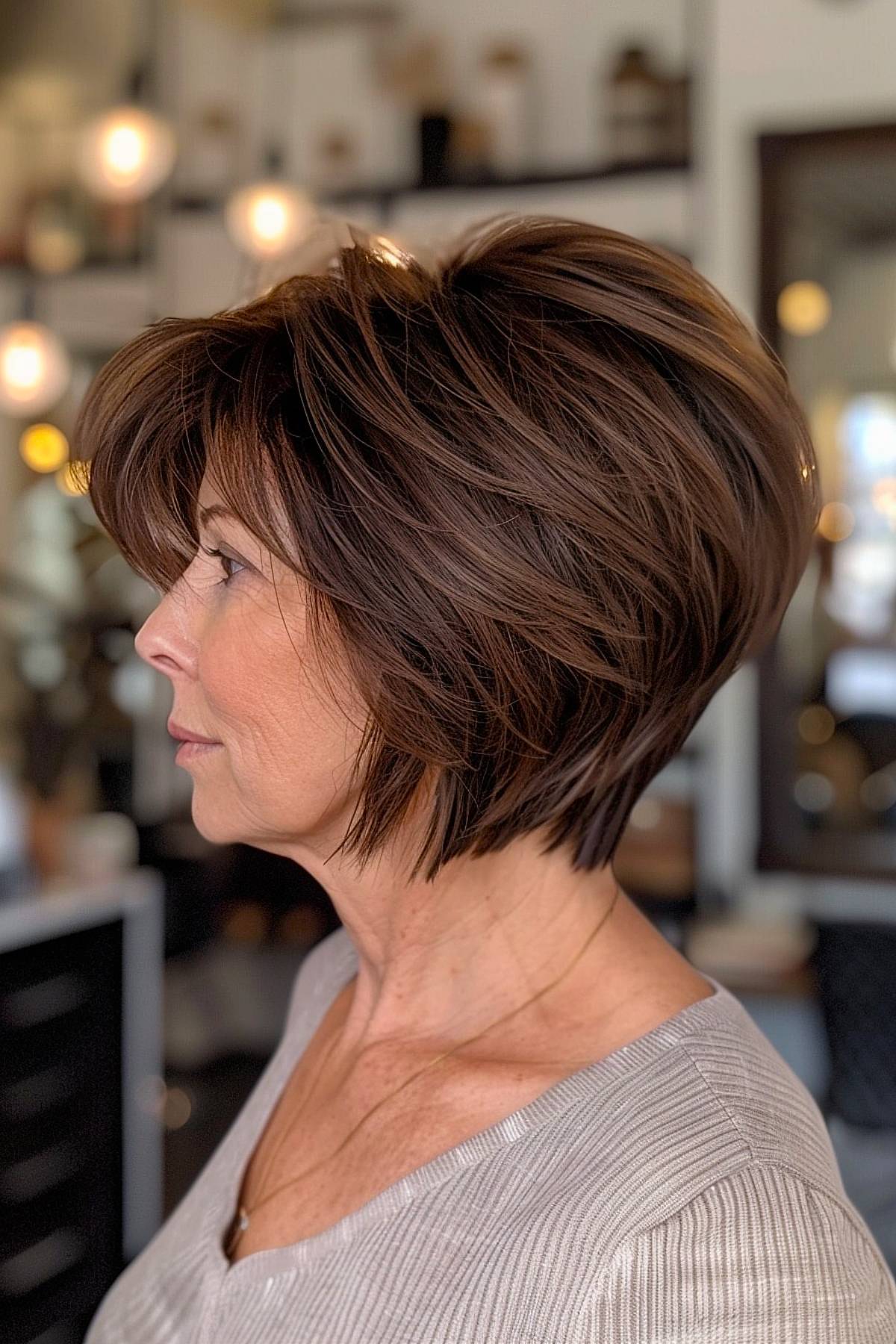 Os melhores cortes de cabelo Bob curtos e empilhados para mulheres com mais de 50 anos em 2026 