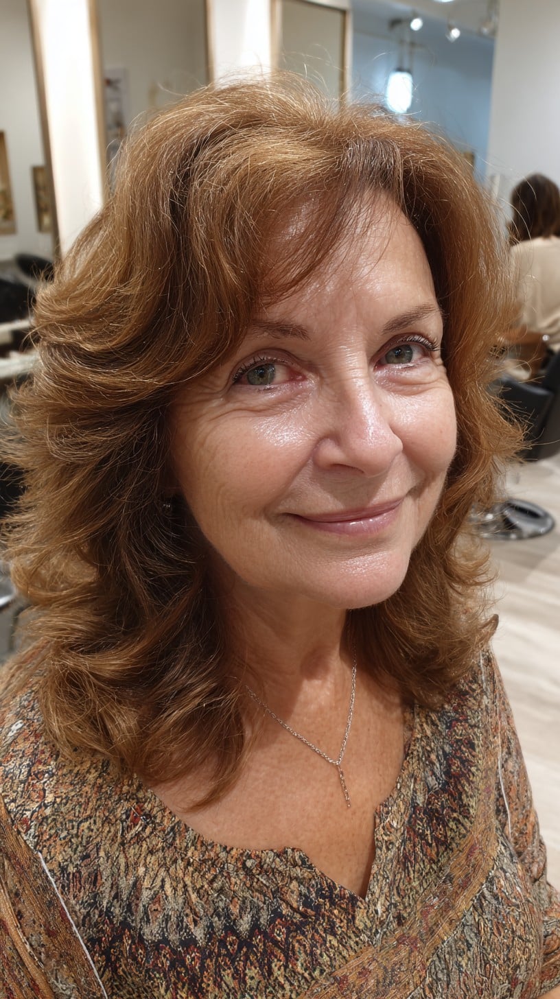 Meilleures coupes de cheveux en couches de longueur moyenne pour les femmes de plus de 60 ans