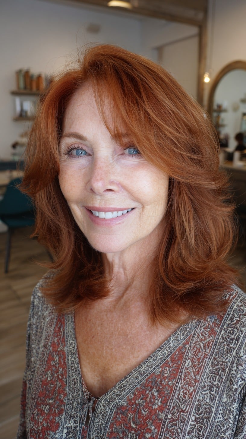 Meilleures coupes de cheveux en couches de longueur moyenne pour les femmes de plus de 60 ans